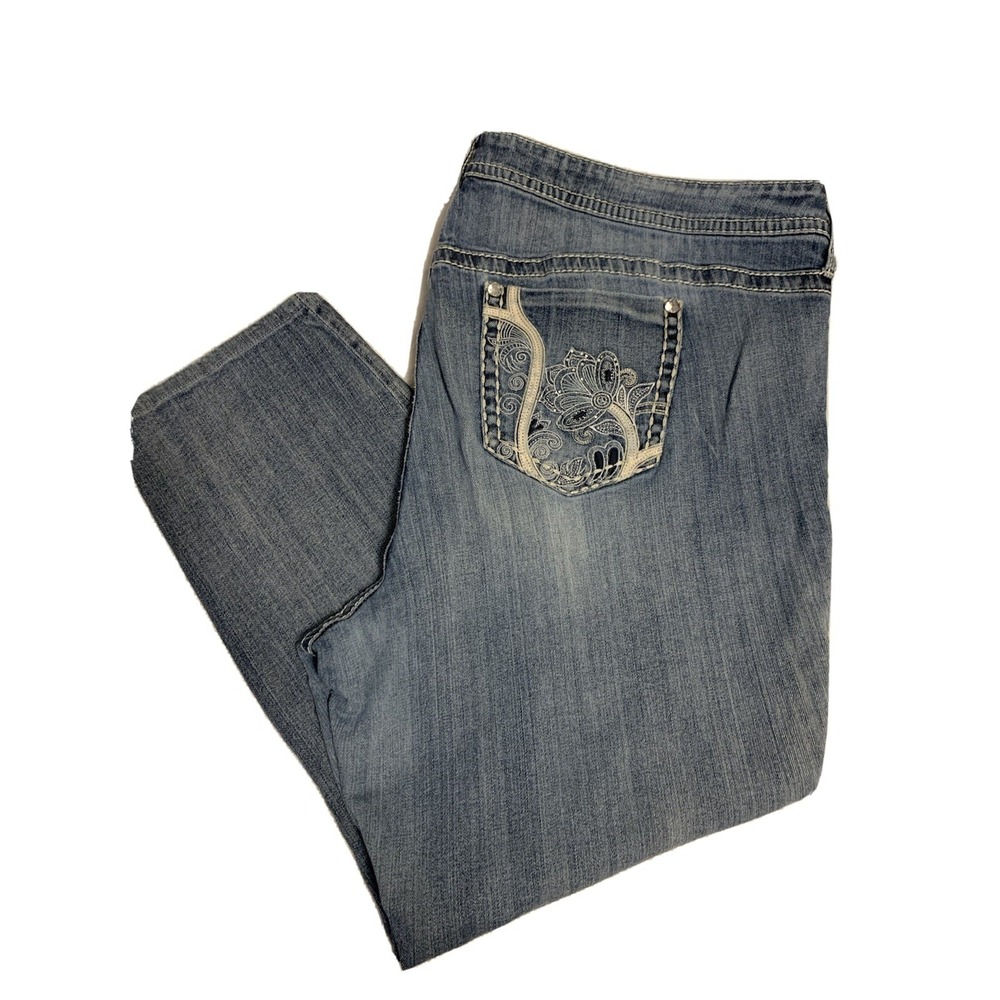 Torrid Premium Embroidered Thick Stitch With Bling Skinny Jeans Size 24 x 27.5